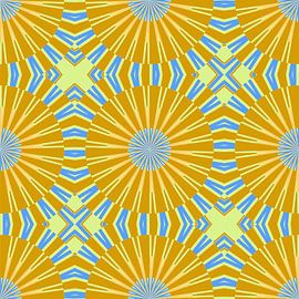 Japanese flowers ocher gold by Mad Dog Art