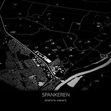 Zwart-witte landkaart van Spankeren, Gelderland. van Rezona