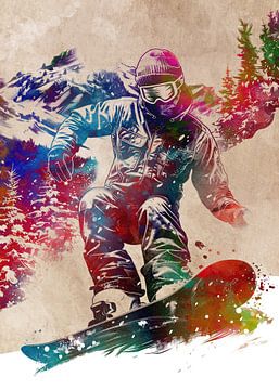 Snowboard sport kunst #snowboard van JBJart Justyna Jaszke