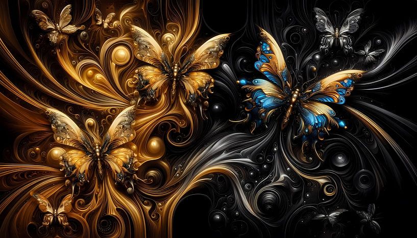 Eleganz der Schmetterlinge in Schwarz und Gold von ButterflyPix