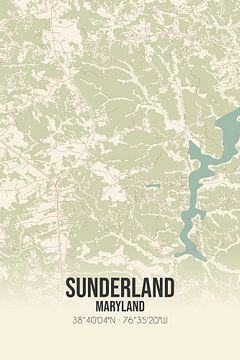 Vintage landkaart van Sunderland (Maryland), USA. van MijnStadsPoster