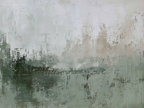 Abstract landschap in groene en grijze tinten