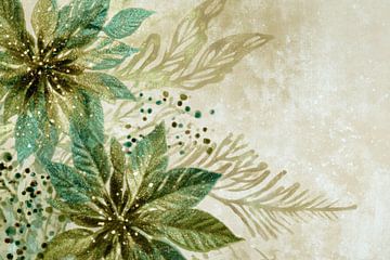 Weihnachtsblumen Schimmerndes Grün mit botanischen Details von Eva Lee