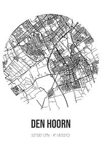 Den Hoorn (South-Holland) | Carte | Noir et blanc sur Rezona