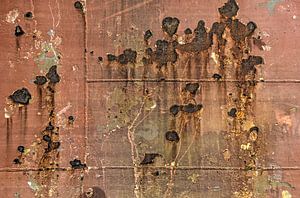 Ship hull with welds and rust