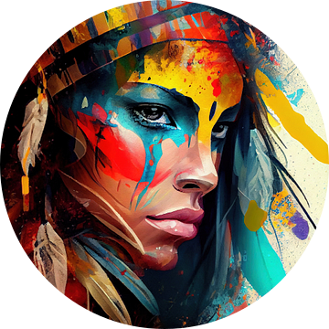 Krachtige Amerikaanse Inheemse Vrouw #5 van Chromatic Fusion Studio