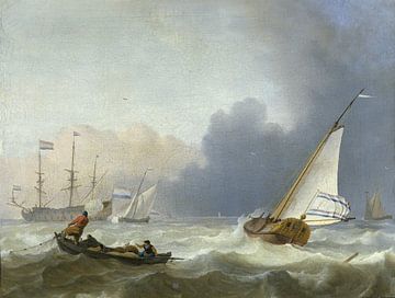 Aufgewühltes Meer mit einer holländischen Yacht, Ludolf Bakhuysen