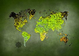 Weltkarte Kunst grün #Karte #Weltkarte von JBJart Justyna Jaszke