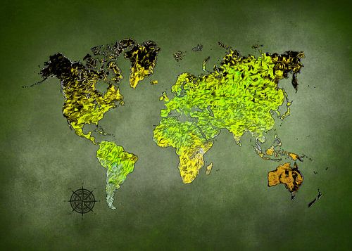 carte du monde art vert #map #mondialisation