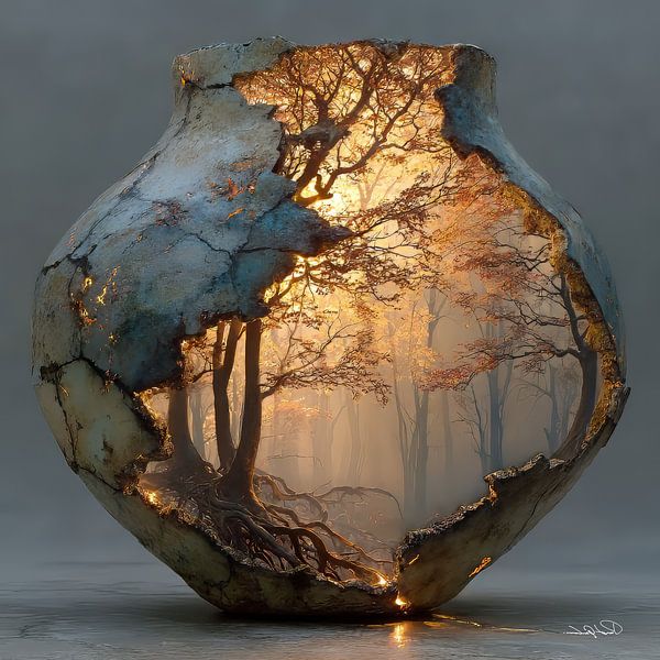 Nature in a Stone Jar by Gelissen Artworks