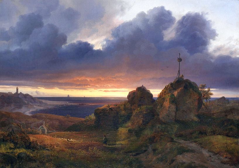 Abendliche Sicht auf den Kattegat bei Kullen, LOUIS GURLITT, 1838 von Atelier Liesjes
