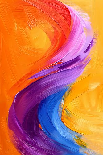 Kleurrijk abstract schilderij met dynamische vormen