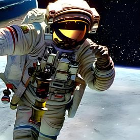 Astronaut geeft parkeer aanwijzingen van Harmanna Digital Art