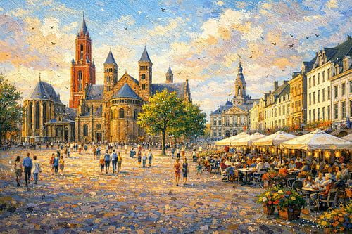 Vrijthof , Maastricht in Nederland schilderij.