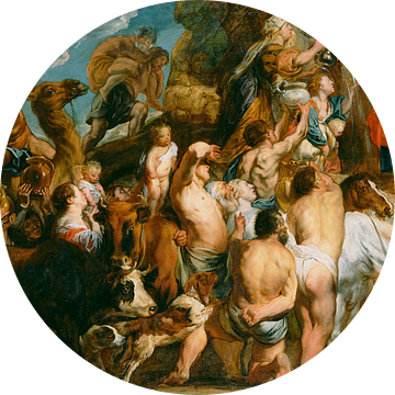Mozes slaat water uit de rots, Jacob Jordaens