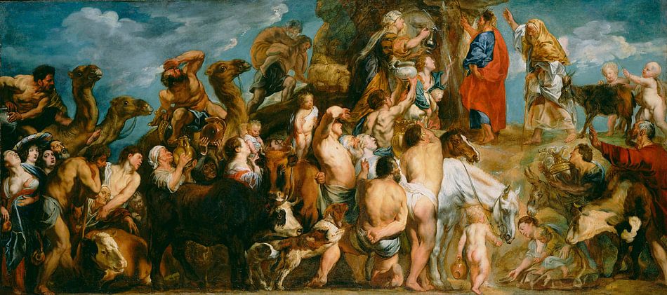 Mozes Slaat Water Uit De Rots Jacob Jordaens Op Canvas Behang Poster