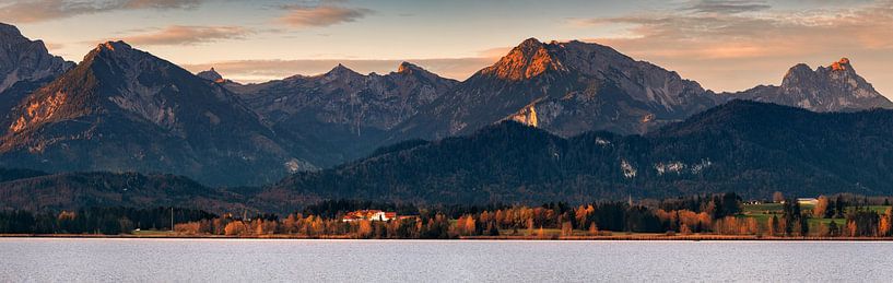 Panoramic photo of the Hopfensee lake, Bavaria by Henk Meijer Photography