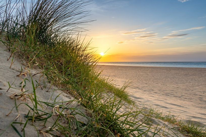 Dune, beach and sea in the light of the evening sun by Stefan Kreisköther