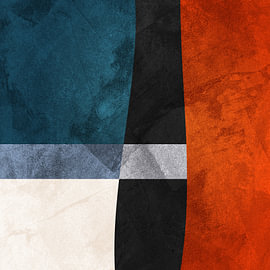 Hedendaagse minimalistische, geometrische abstracte kunst, levendige tinten, kleurrijk van Online Arts