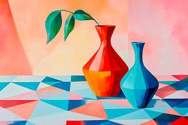 Modern vases on a geometric table by Poster Art Shop