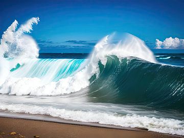 Brekende golven in de oceaan (a.i. art)