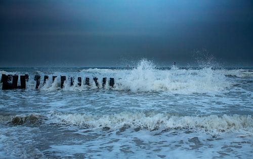 Breakwater in stormy sea by MSP Canvas