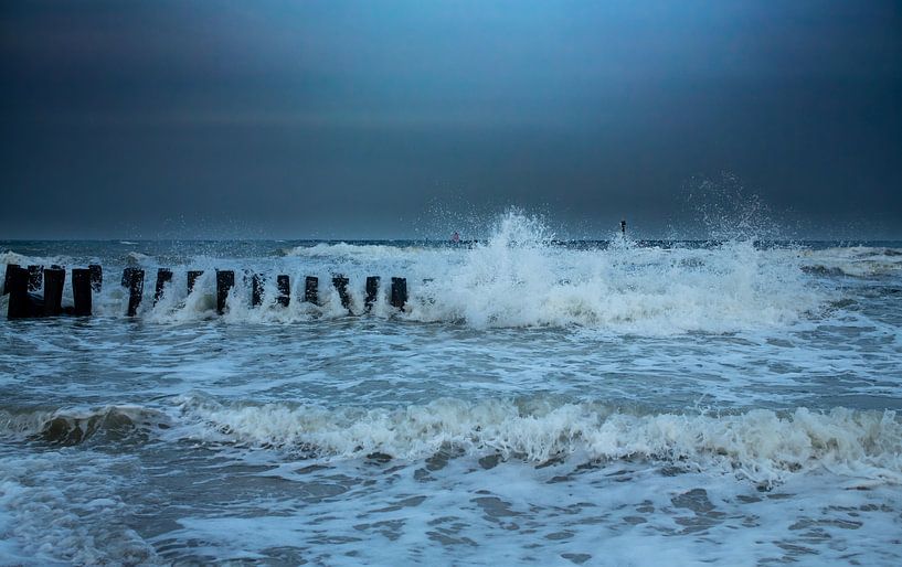 Breakwater in stormy sea by MSP Canvas