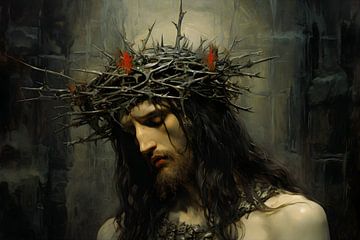 Jesus with the crown of thorns by Heike Hultsch