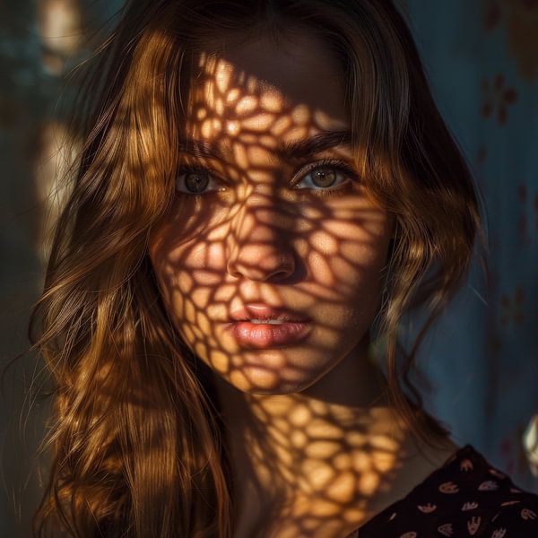 Light play portrait of a woman by Poster Art Shop