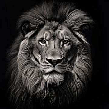 Lion portrait black and white by The Xclusive Art