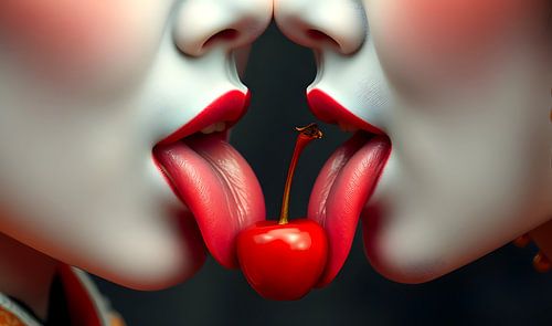 kiss the cherry Geisha women japanese art Geisha love