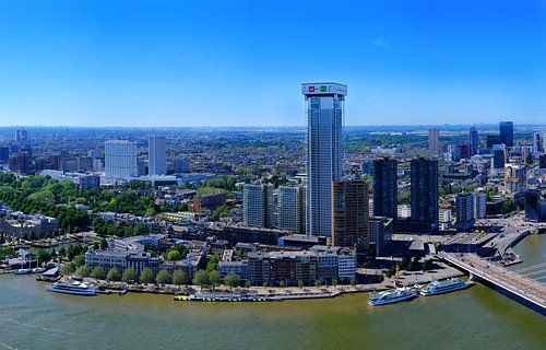 Rotterdam Skyline, view over the river Maas and Zalmhaven Black/White