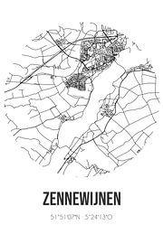 Zennewijnen (Gelderland) | Karte | Schwarz und Weiß von Ortsdrucke