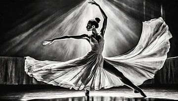 Black and white photograph with a ballet dancer by Mustafa Kurnaz