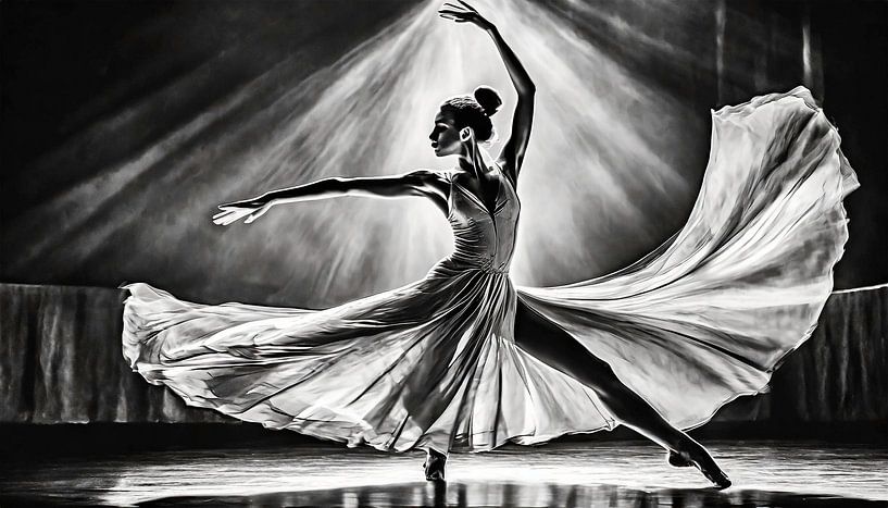Photographie en noir et blanc avec une danseuse de ballet par Mustafa Kurnaz