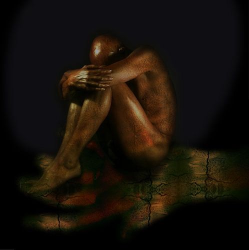 copper statue in hand