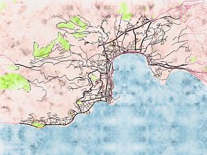 Karte von Ajaccio im stil 'Soothing Spring'