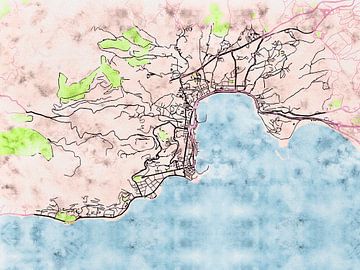 Kaart van Ajaccio in de stijl 'Soothing Spring' van Maporia
