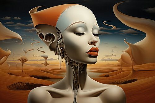 Landscape surreal abstract and bizarre and a woman