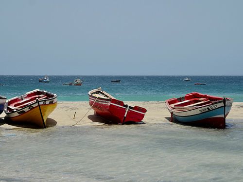 Vissers boten op het strand