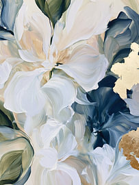 Abstrakte blaue Goldblumen von Stephanie Jeuffroy