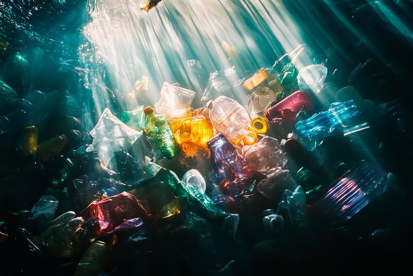 Waste in the ocean - a colourful mess by Poster Art Shop