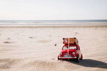 Fiat 500 during the golden hour on the beach of Zandvoort aan Zee | Dutch beach photography