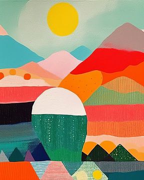 Abstract landschap in pastelkleuren van Studio Allee
