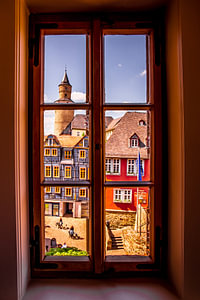 Idstein, blick aus dem Fenster in die Altstadt mit ihrem Fachwerk