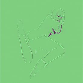 Verleidelijke vrouw digitale tekening schilderij sexy sensuele aanlokkelijke erotische aantrekkelijke liggende luierende begeerlijke mooie dame lekker wijf van VenVision Art