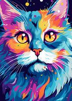 Katze Tier Pop Art Farbe Stil