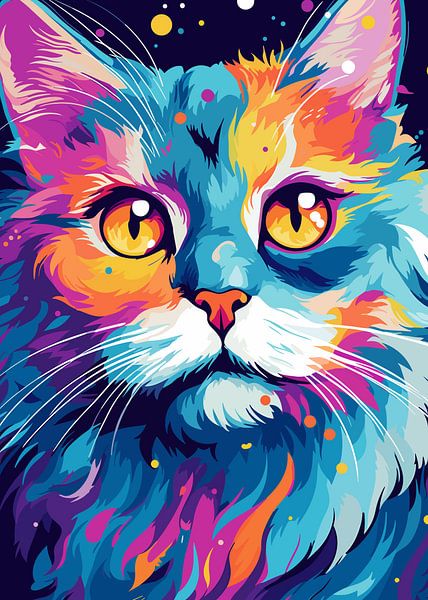 Katze Tier Pop Art Farbe Stil von Mason Scott