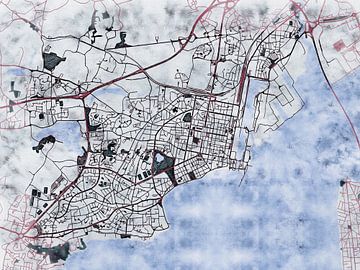 Kaart van Saint-Nazaire in de stijl 'White Winter' van Maporia