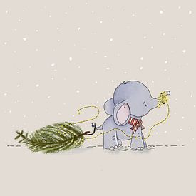 Kleiner Elefant im Schnee von Atelier Nadine